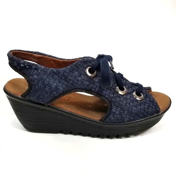 bernie mev. Shoes - Bernie Mev Women's Marcelo Lace Up Wedge Sandals Shoes Blue Size 40 / 9